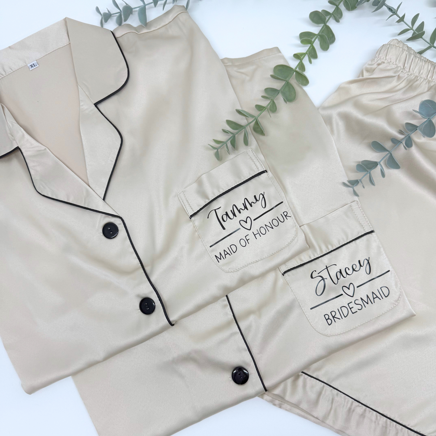 CHAMPAGNE LUXURY SATIN BRIDAL PYJAMAS