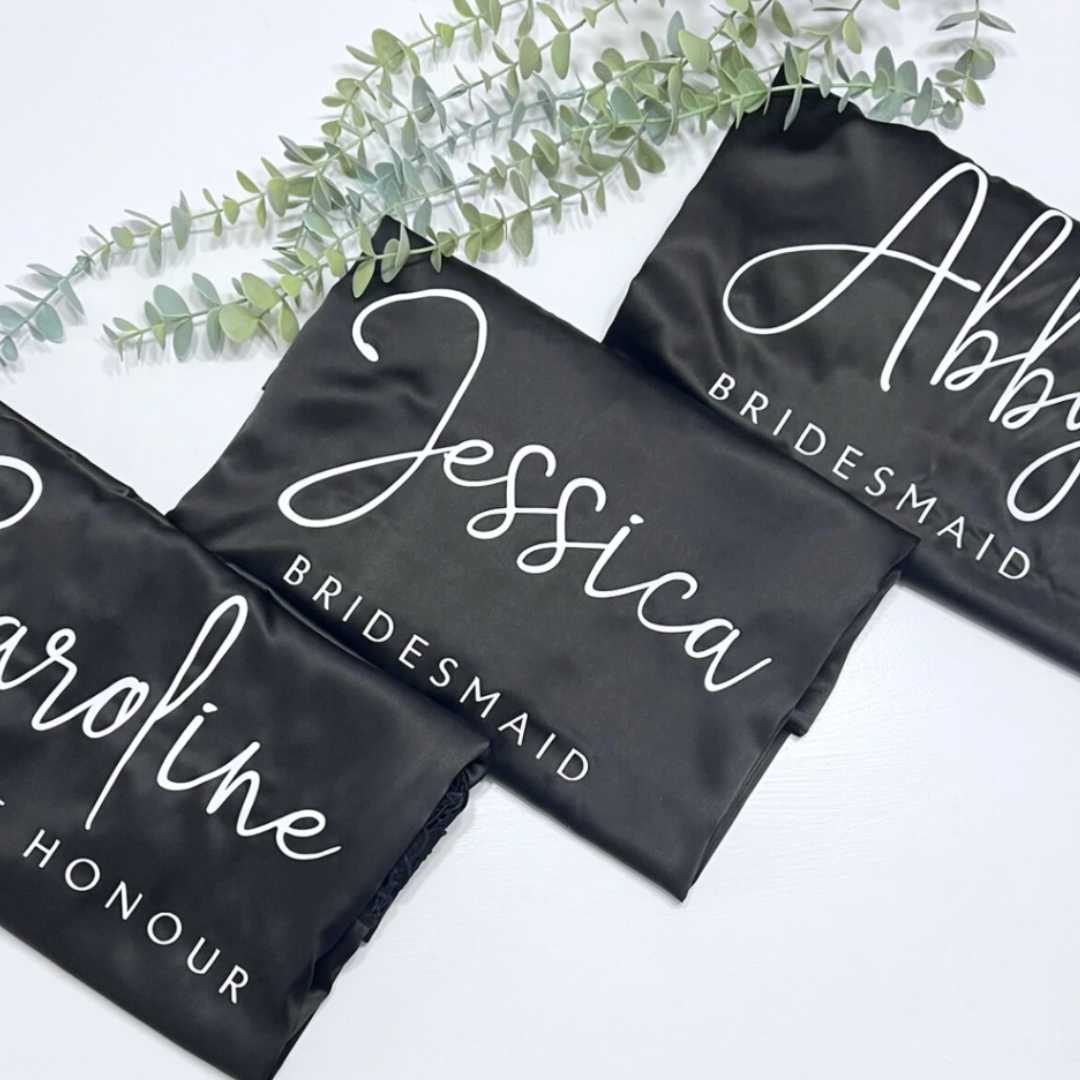 BLACK LUXURY SATIN BRIDAL ROBES