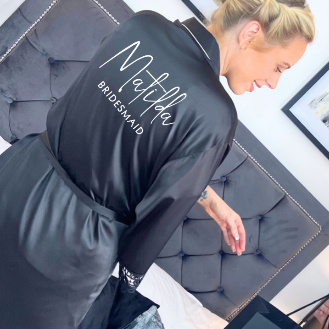 BLACK LUXURY SATIN BRIDAL ROBES