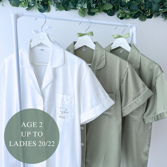SAGE GREEN LUXURY SATIN BRIDAL PYJAMAS