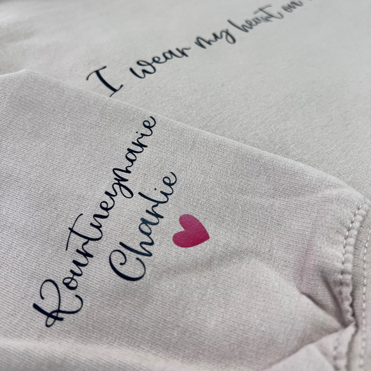 I WEAR MY HEART ON MY SLEEVE PERSONALISED HOODIE