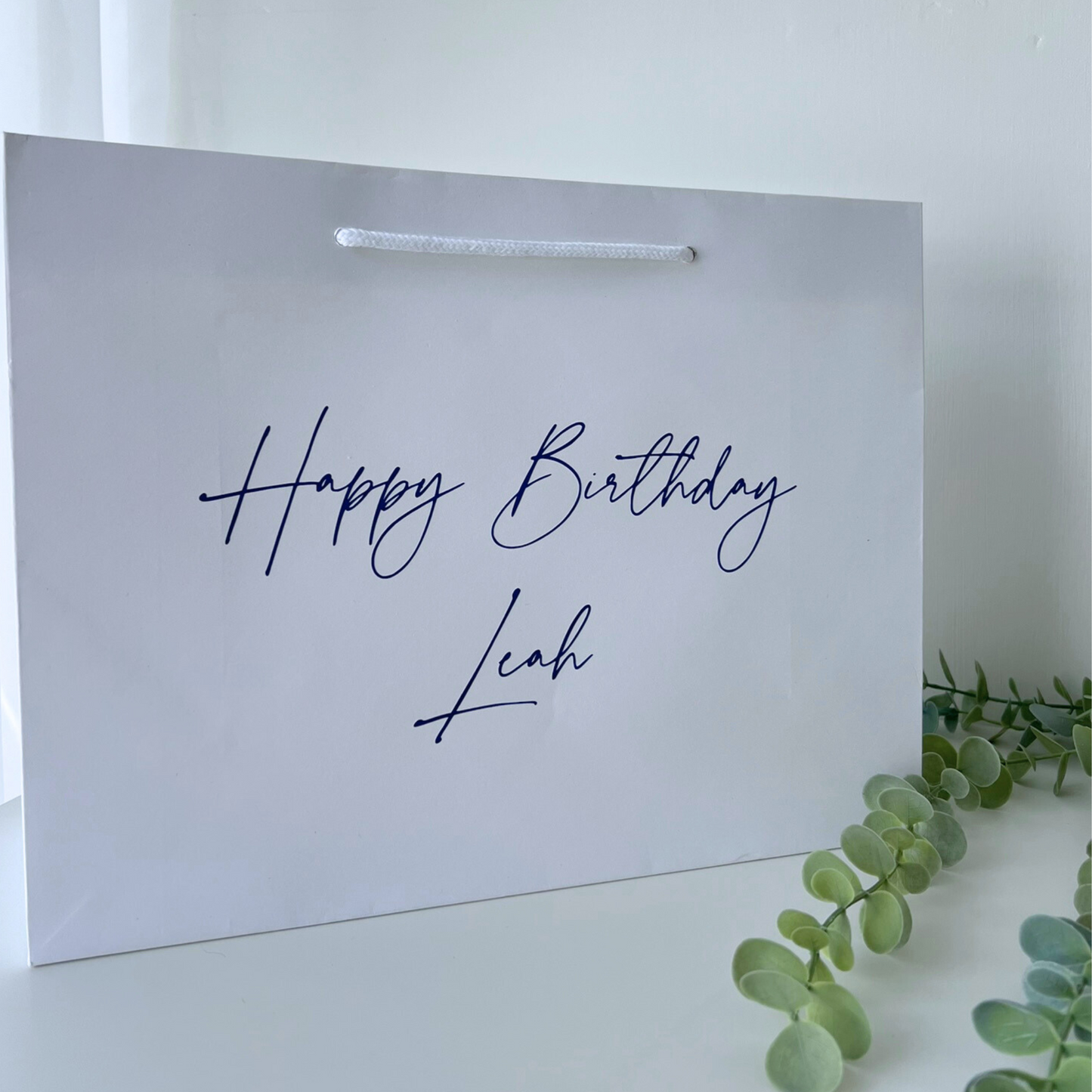 PERSONALISED BIRTHDAY GIFT BAG WITH NAVY FONT