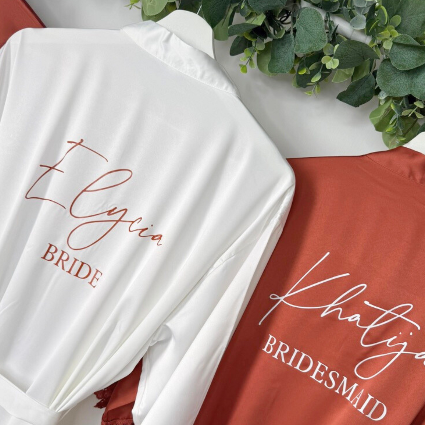 RUST ORANGE LUXURY SATIN BRIDAL ROBES