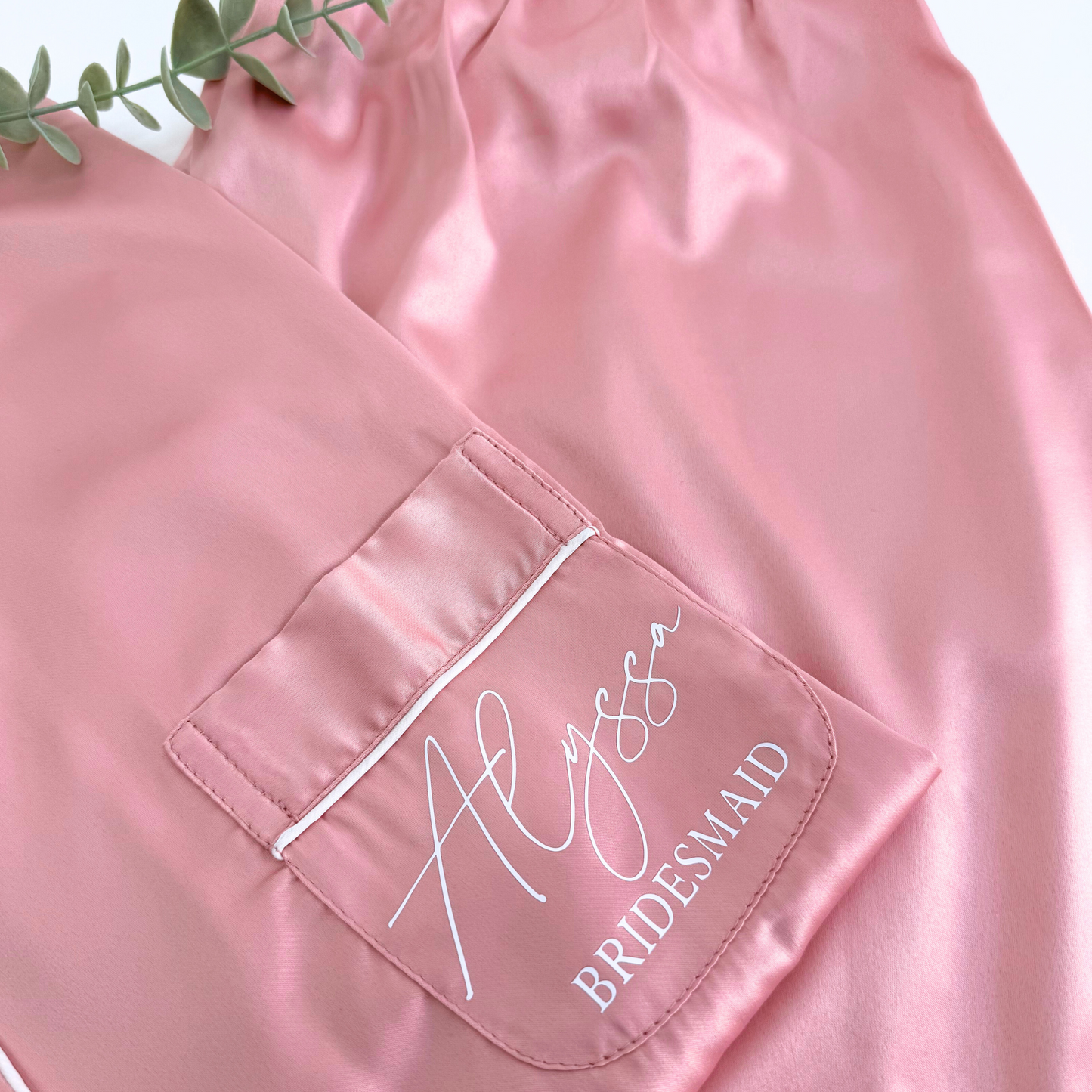 DUSTY PINK LUXURY SATIN BRIDAL PYJAMAS