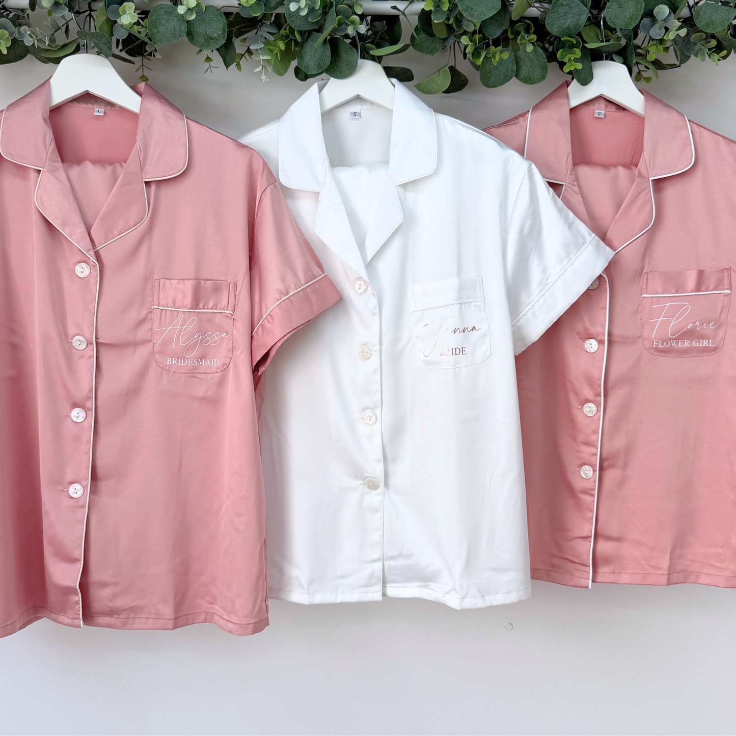 DUSTY PINK LUXURY SATIN BRIDAL PYJAMAS