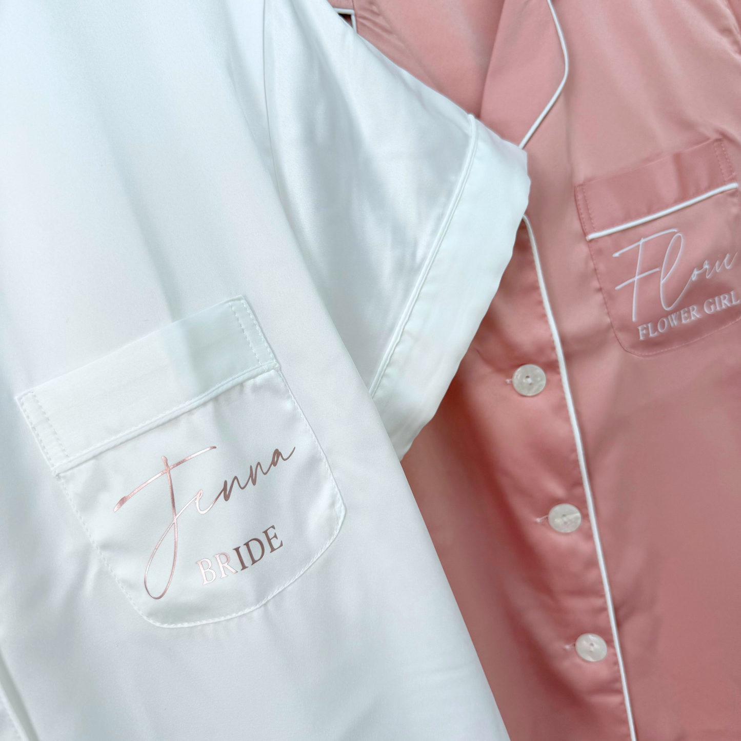 DUSTY PINK LUXURY SATIN BRIDAL PYJAMAS