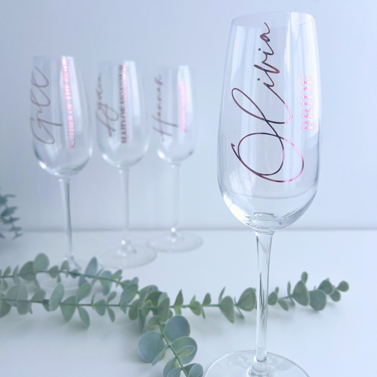 CUSTOM BRIDAL CHAMPAGNE FLUTES