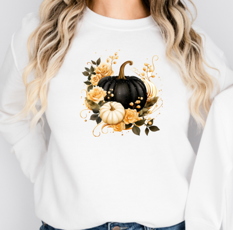ADULTS BLACK PUMPKIN SWEATER