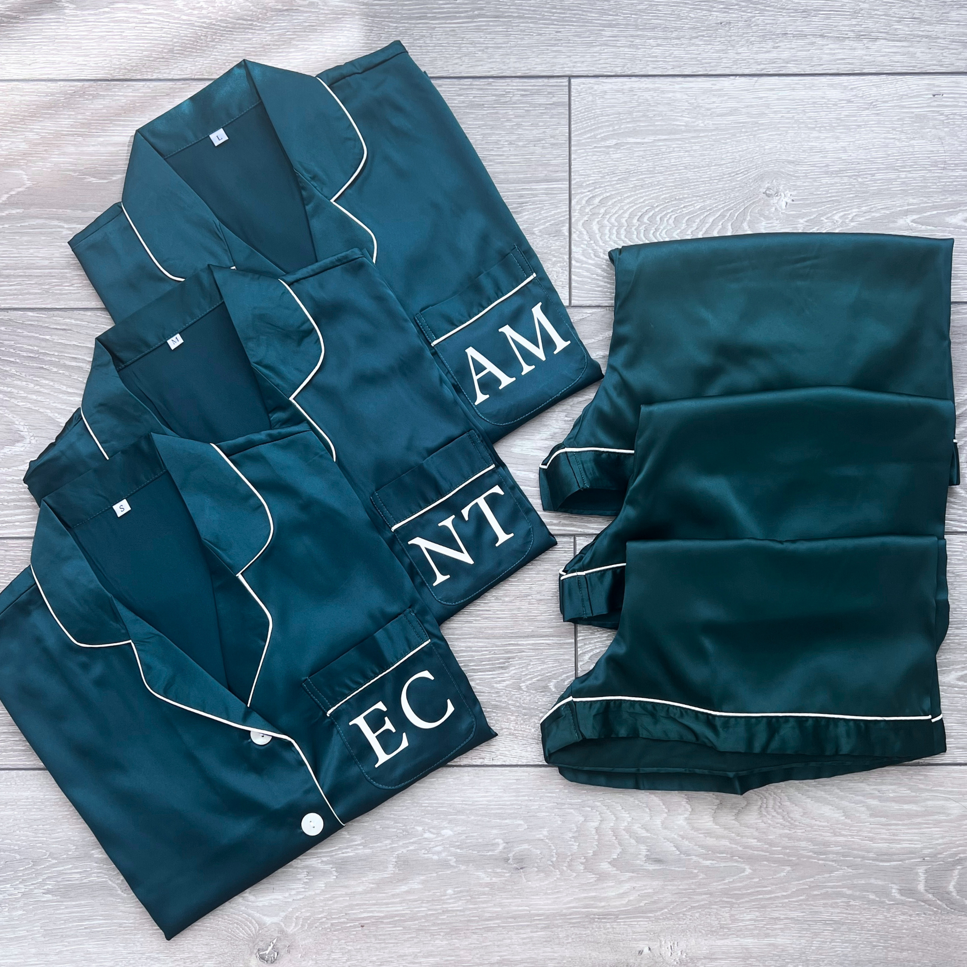 DARK GREEN PERSONALISED PYJAMAS WITH INITIALS ON THE POCKET