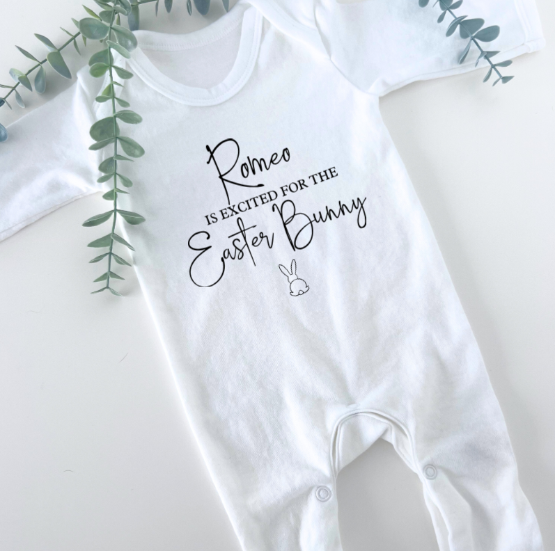EXCITED FOR THE EASTER BUNNY SLEEPSUIT