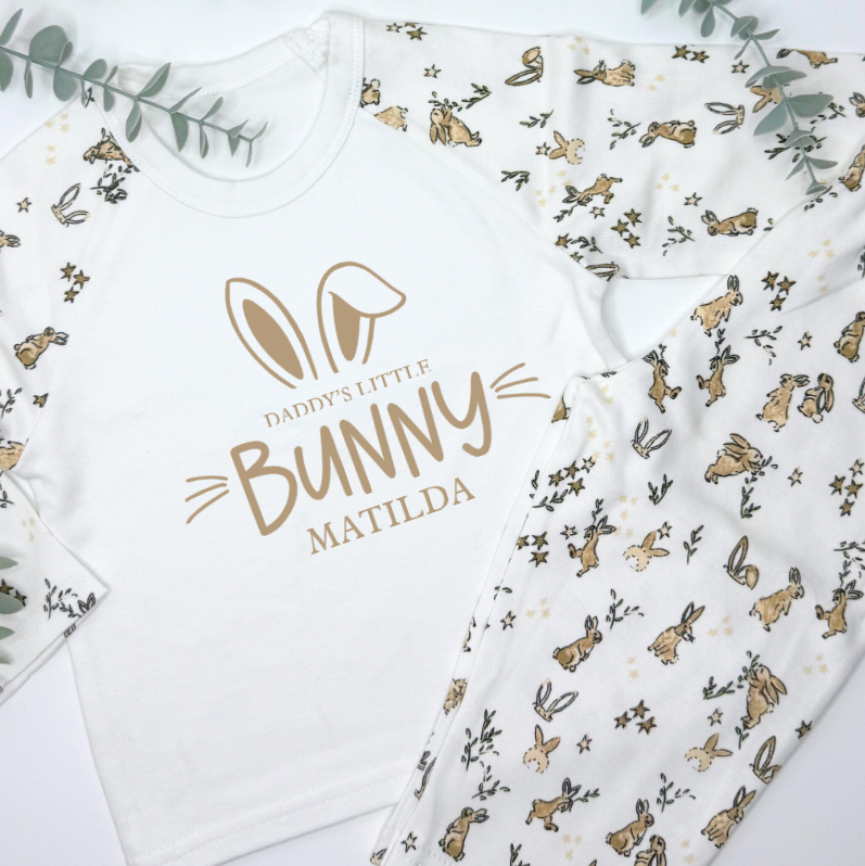BUNNY PRINT - 'LITTLE BUNNY' PERSONALISED PYJAMAS