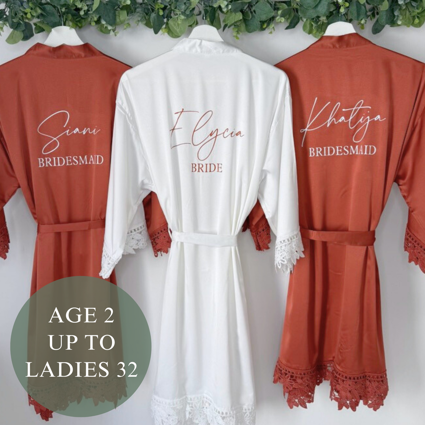 RUST ORANGE LUXURY SATIN BRIDAL ROBES