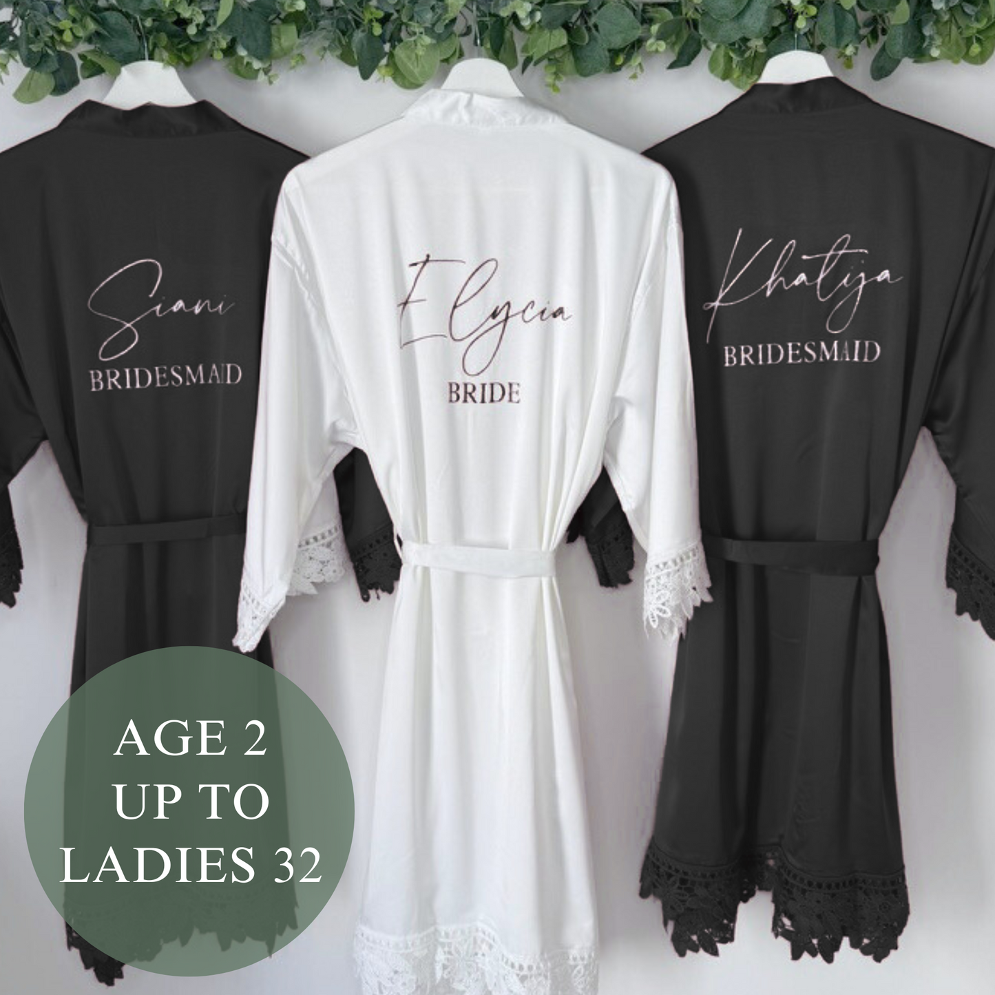 BLACK LUXURY SATIN BRIDAL ROBES