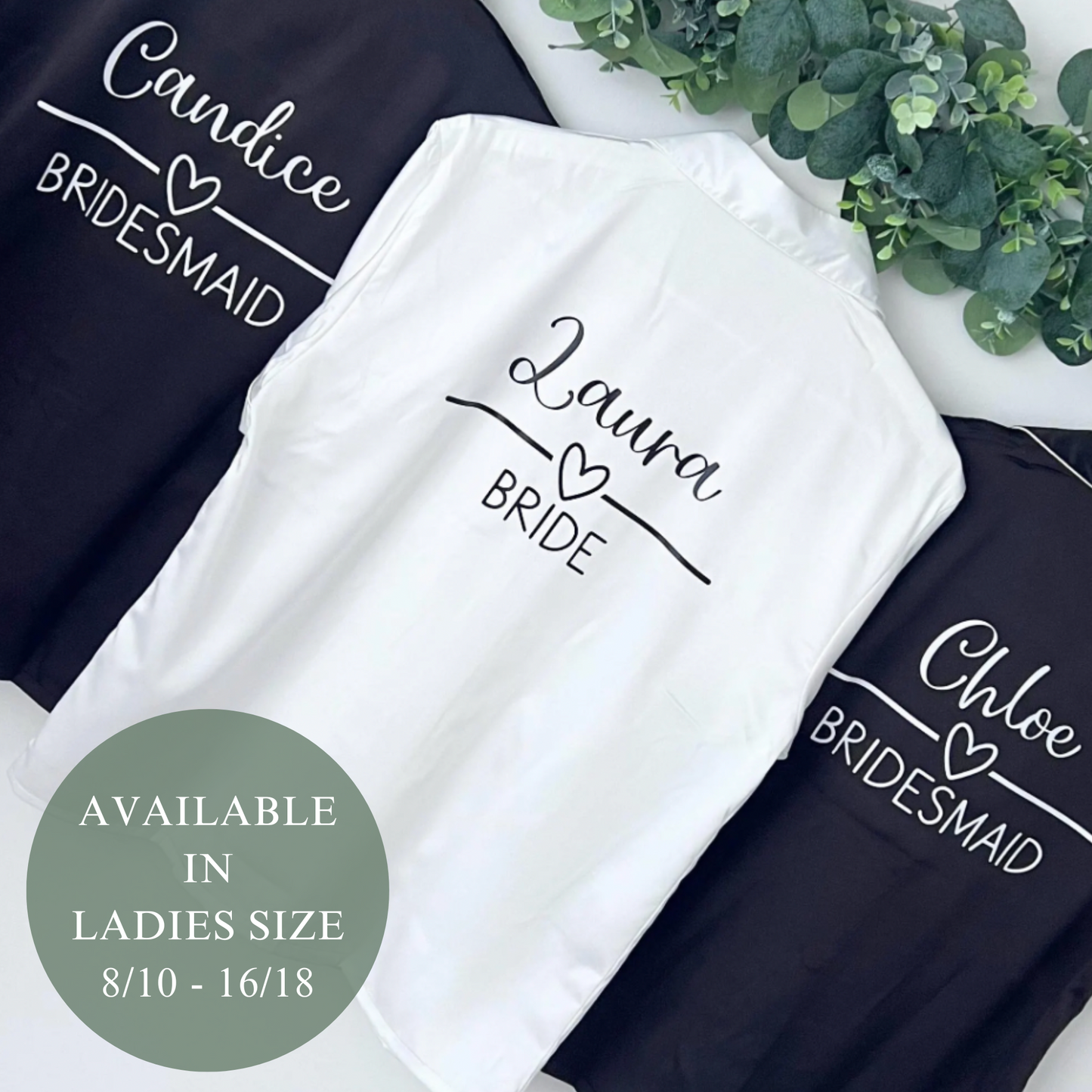 BLACK LUXURY SATIN BRIDAL PYJAMAS - BACK PRINT
