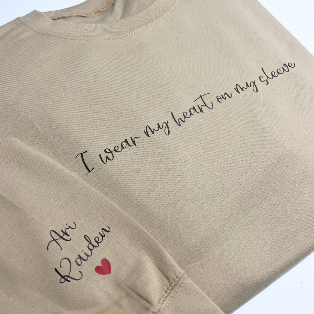 I wear my heart on my sleeve Personalised Sweater