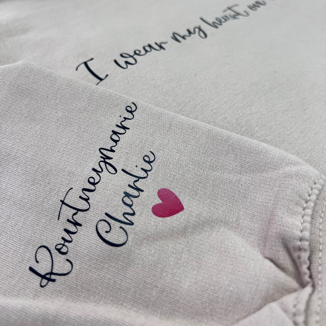 I WEAR MY HEART ON MY SLEEVE PERSONALISED HOODIE