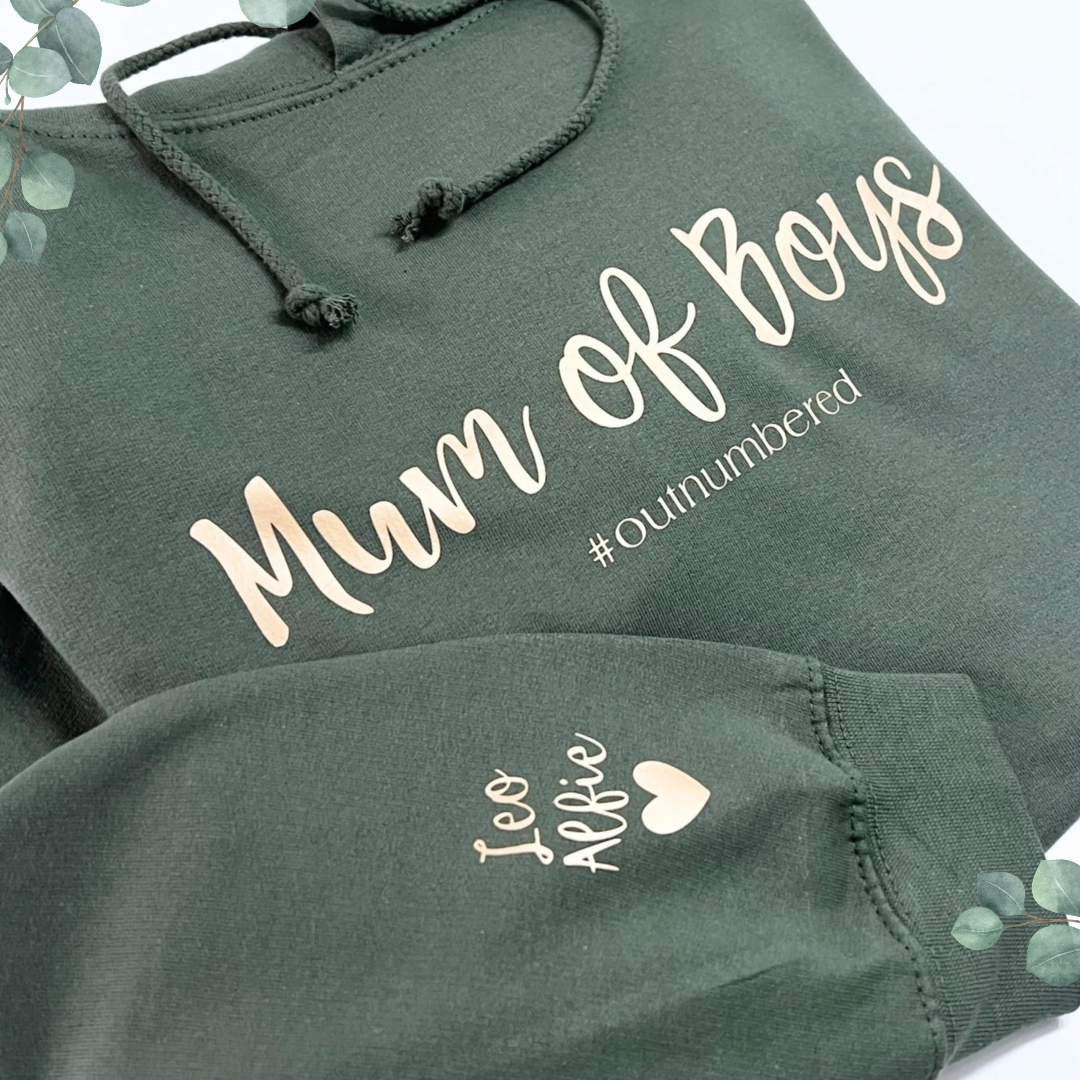 BOY MUM #OUTNUMBERED PERSONALISED HOODIE