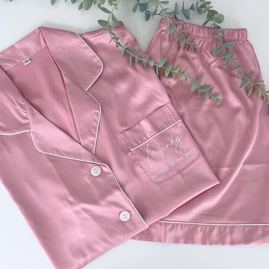 DUSTY PINK LUXURY SATIN BRIDAL PYJAMAS