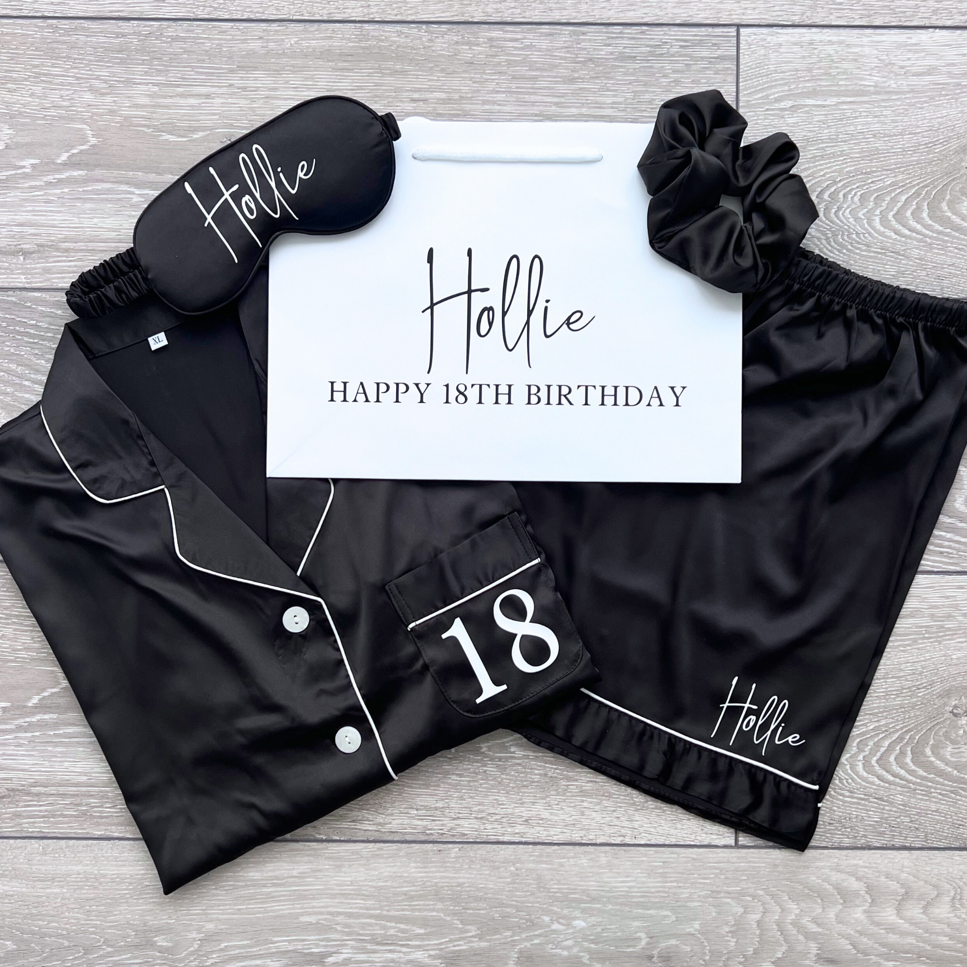 PERSONALISED 18TH BIRTHDAY SATIN PYJAMA GIFT SET