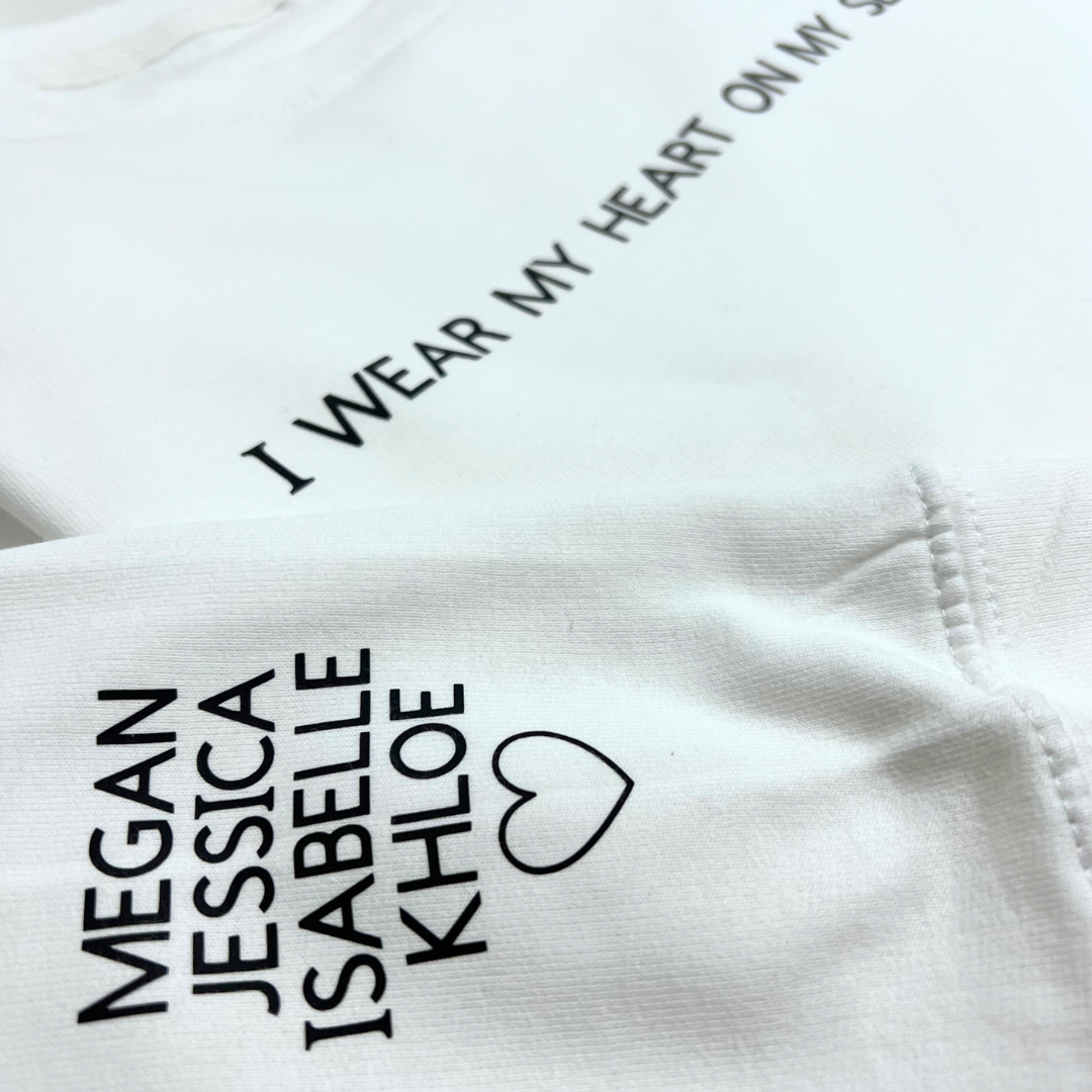 I WEAR MY HEART ON MY SLEEVE PERSONALISED HOODIE
