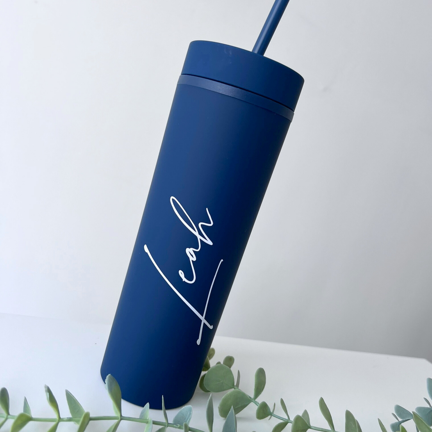 NAVY SKINNY MATTE TUMBLER CUTSOM MADE WITH NAME