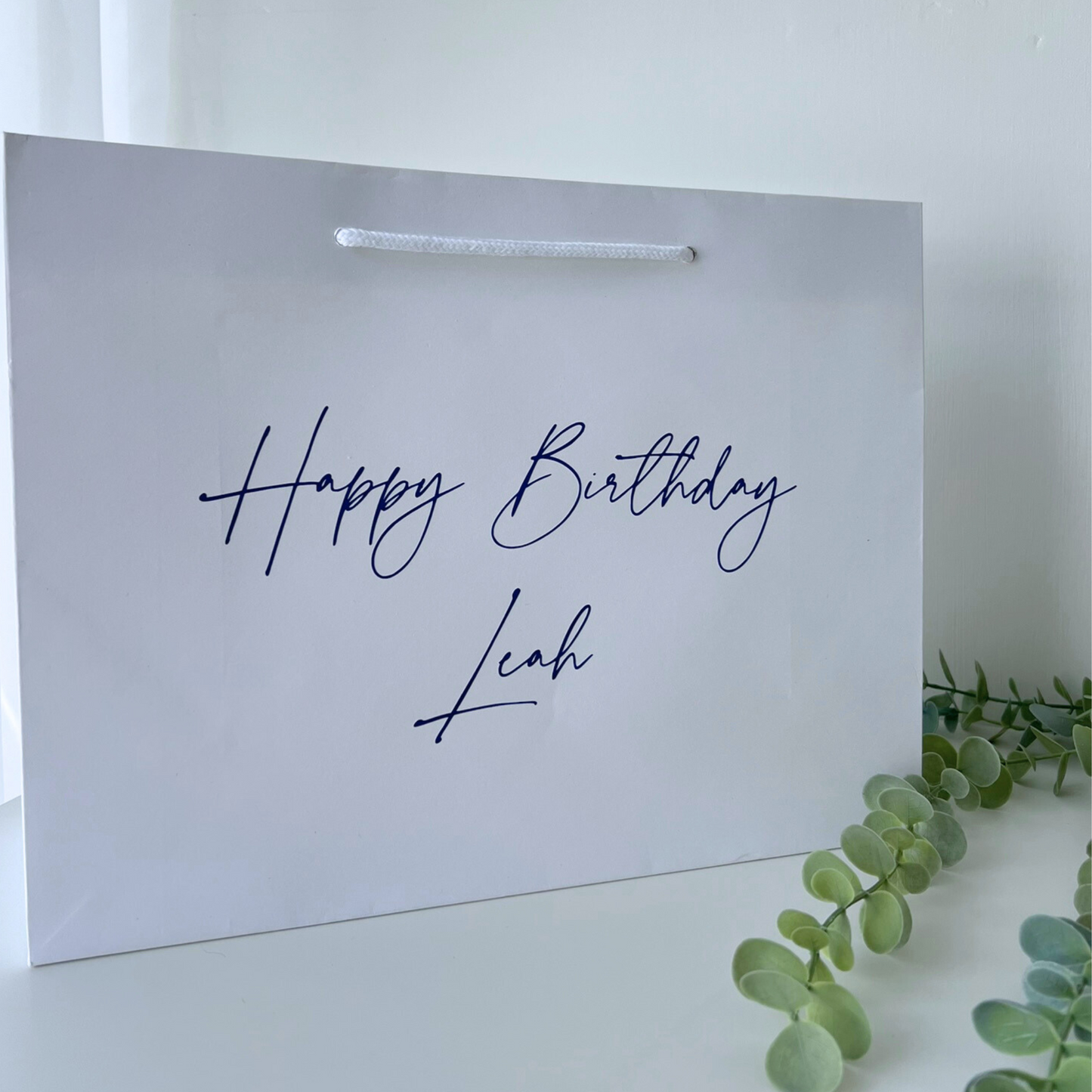 PERSONALISED BIRTHDAY GIFT BAG WITH  NAVY FONT