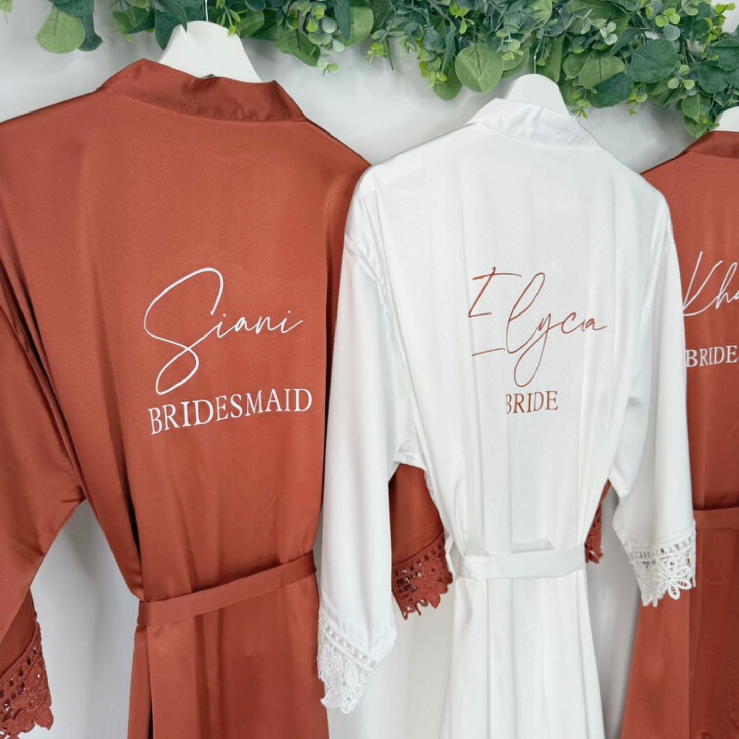 RUST ORANGE LUXURY SATIN BRIDAL ROBES