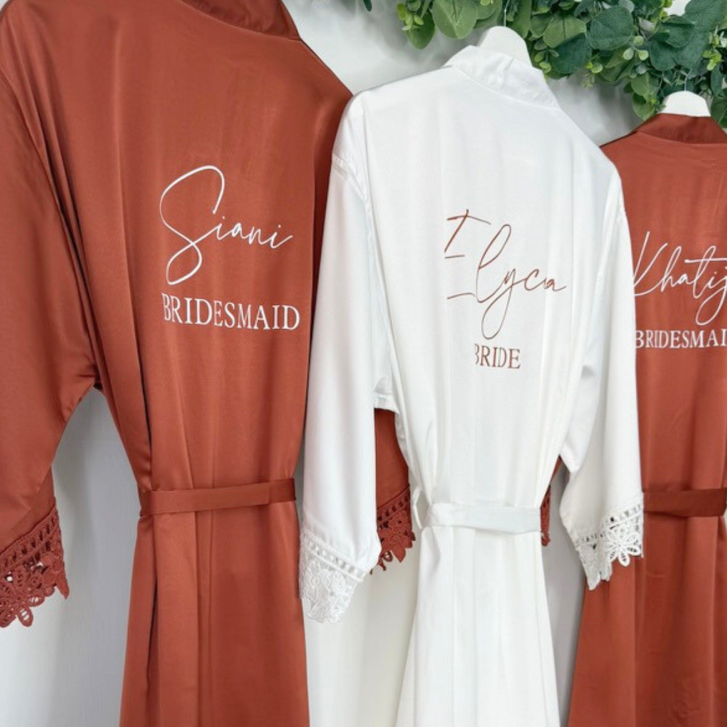 PERSONALISED LUXURY SATIN BRIDAL ROBES PLUS SIZE