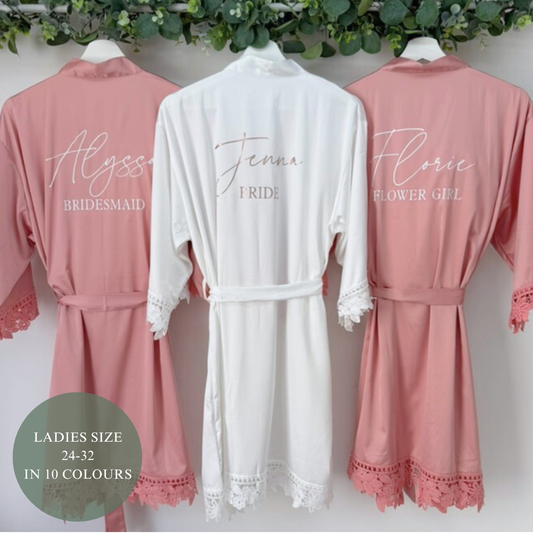 PERSONALISED LUXURY SATIN BRIDAL ROBES PLUS SIZE