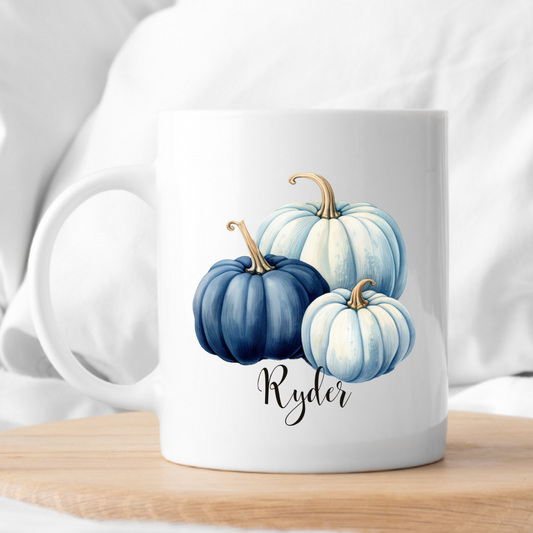 PERSONALISED BLUE PUMPKIN MUG