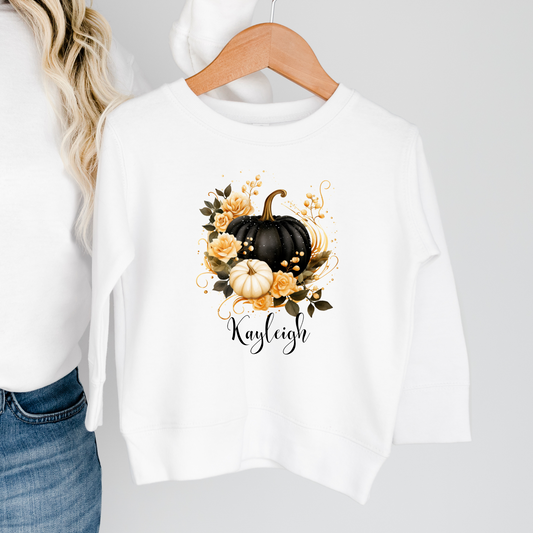 CHILDRENS PERSONALISED BLACK PUMPKIN SWEATER