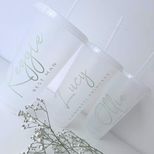 PERSONALISED FROSTED BRIDAL TUMBLERS WITH SAGE FONT