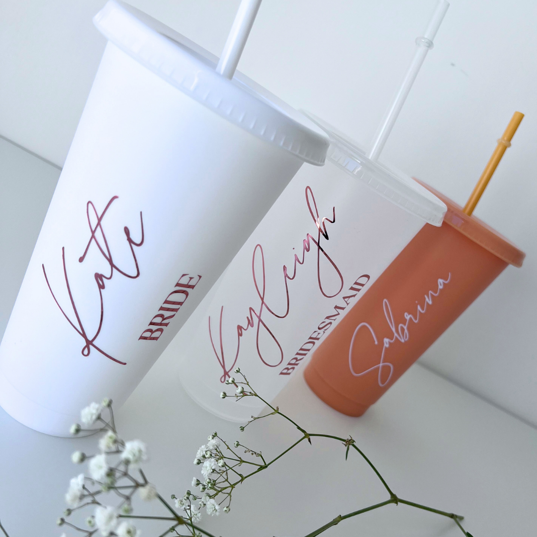 BRIDAL PARTY TUMBLERS CUSTOM MADE WITH TITLE AND NAMES FOR HEN PARTY GIFT