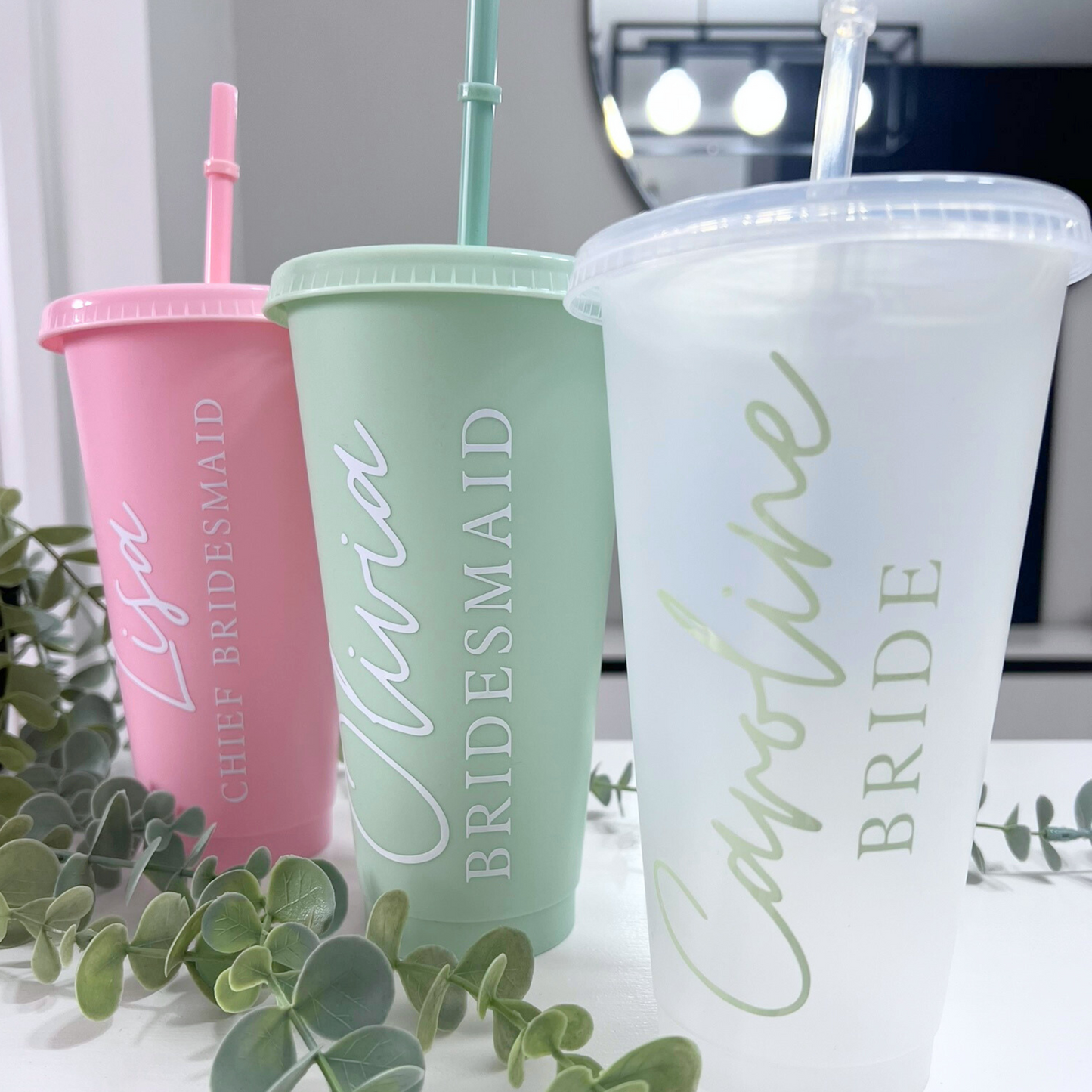 BRIDAL TUMBLERS WITH NAMES AND TITLES