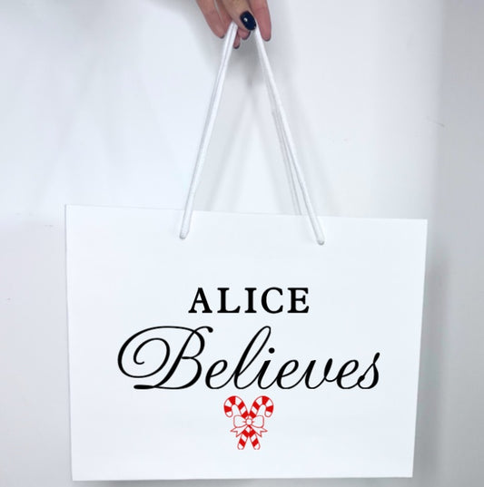 PERSONALISED 'BELIEVE' CHRISTMAS GIFT BAG