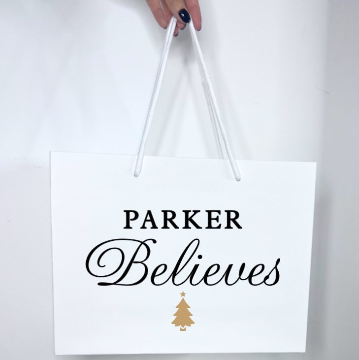 PERSONALISED 'BELIEVE' CHRISTMAS GIFT BAG