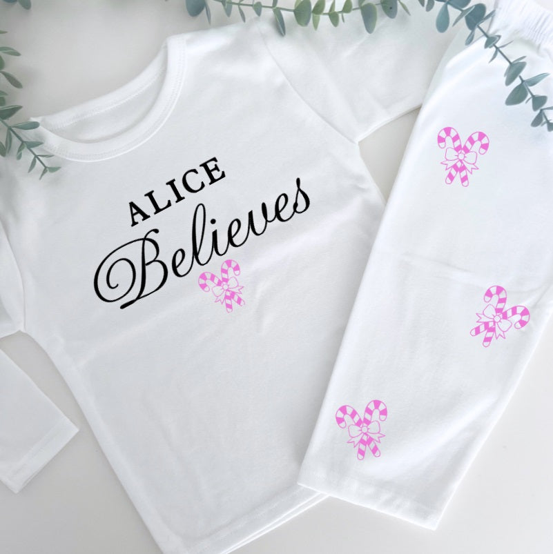 PERSONALISED BELIEVE PYJAMAS - CANDY CANES