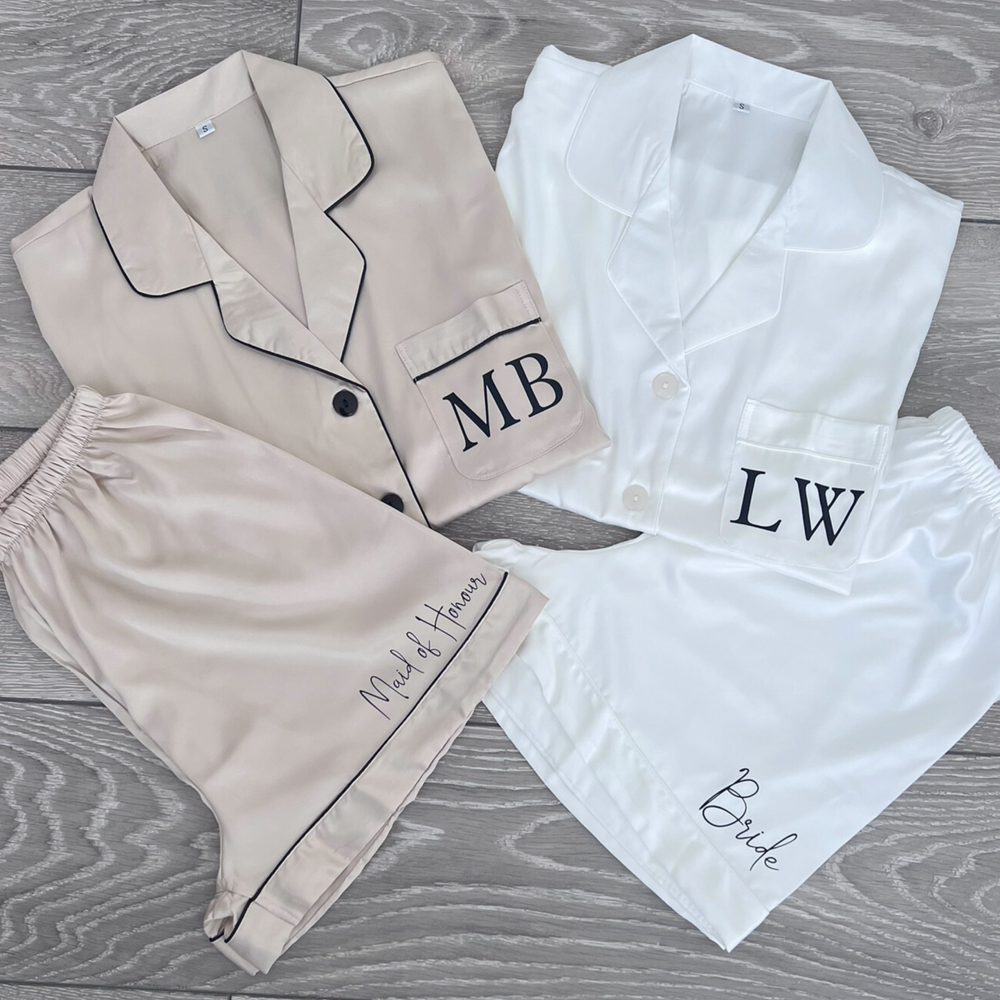 CHAMPAGNE  PERSONALISED LUXURY SATIN BRIDAL PYJAMAS