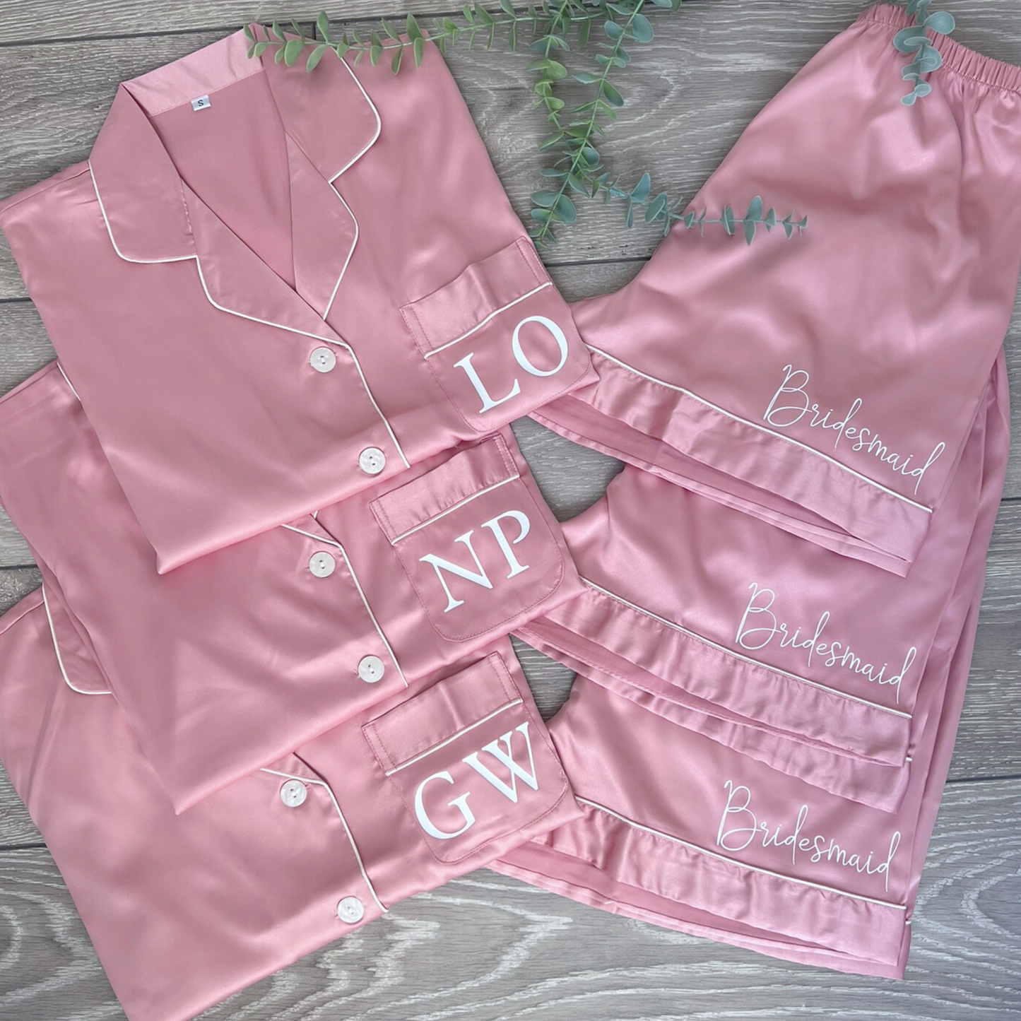 DUST PINK LUXURY SATIN BRIDESMAID PYJAMAS