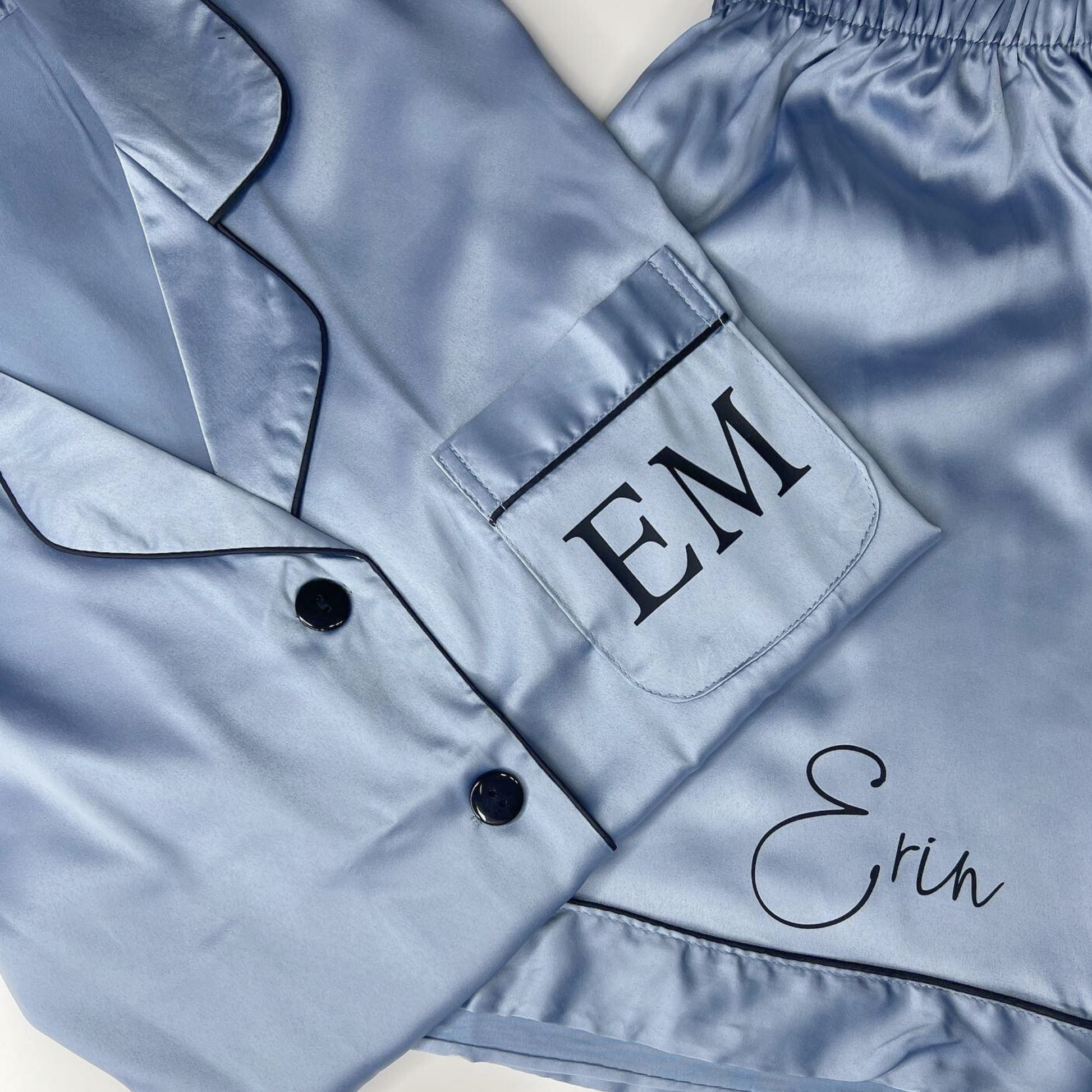 DUSTY BLUE LUXURY SATIN PYJAMAS