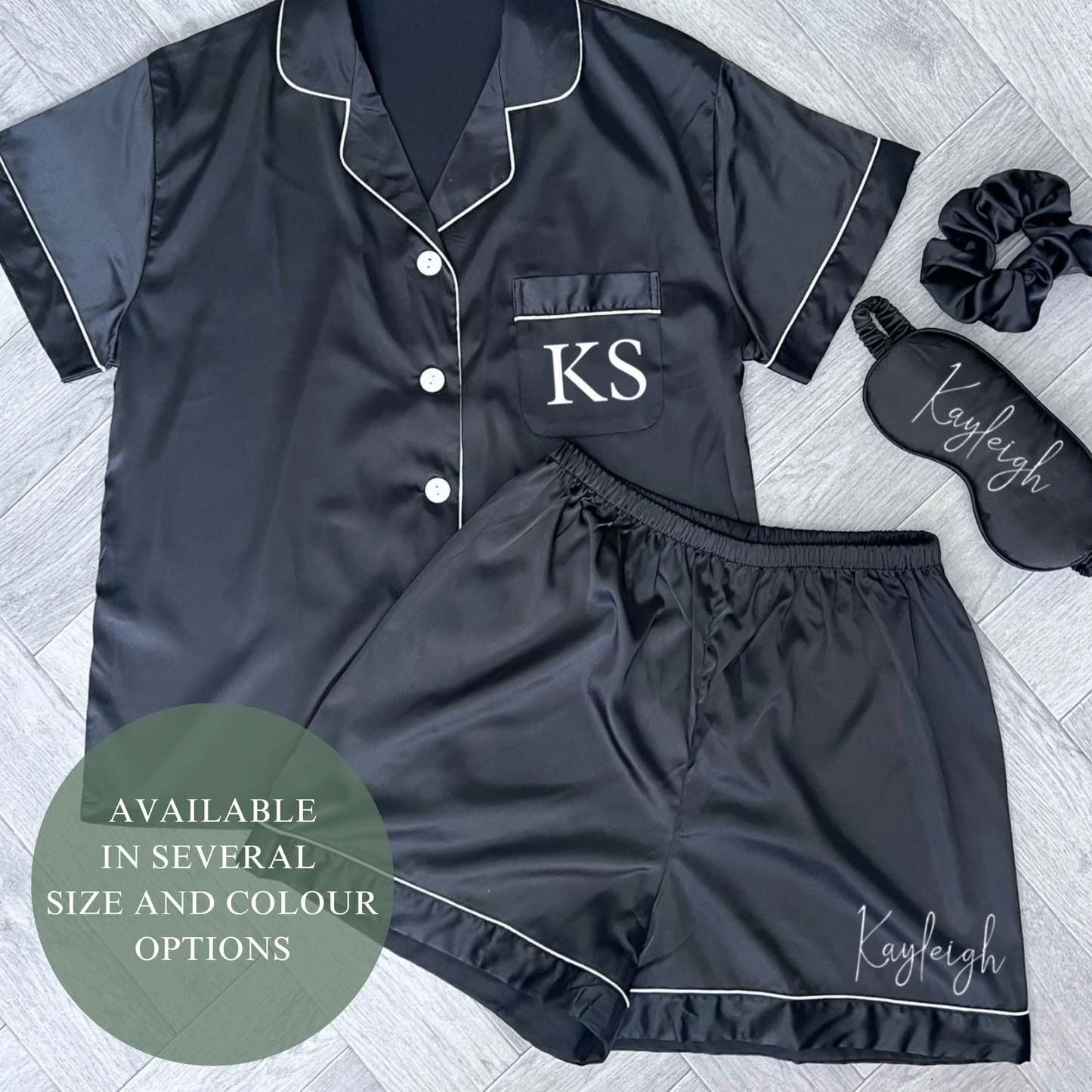 PERSONALISED  LUXURY SATIN PYJAMAS - COMPLETE SET