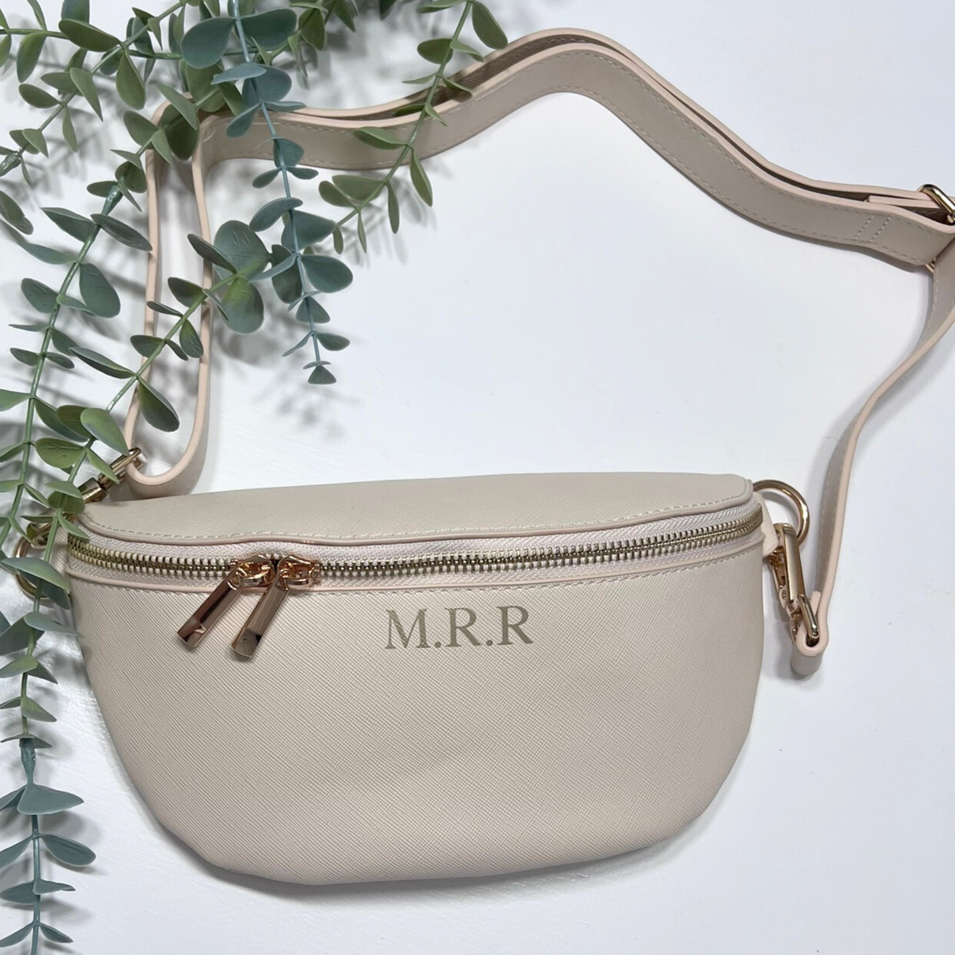 LUXURY INITIAL WAIST BAG IN OYSTER