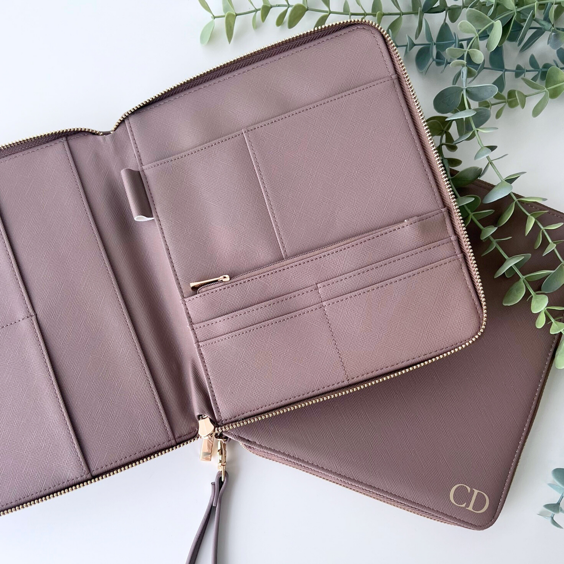 INSIDE OF TAUPE TRAVEL ORGANISER