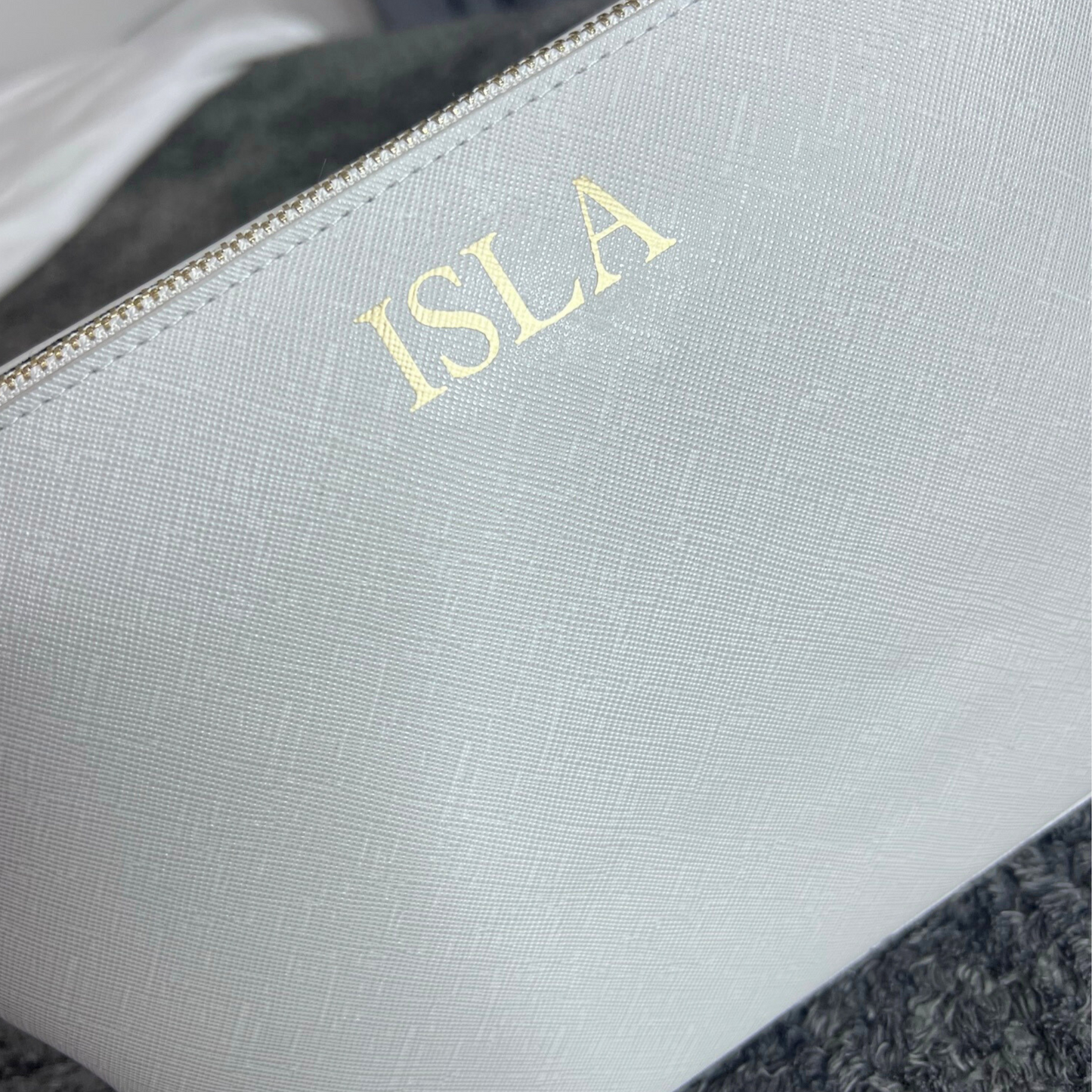 LIGHT GREY LUXURY INITIAL ACCESSORY BAG