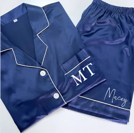 NAVY LUXURY SATIN PYJAMAS