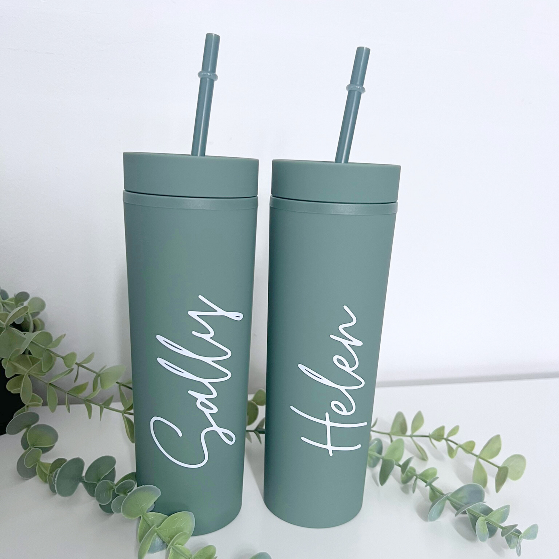 OLIVE MATTE KINNY TUMBLERS WITH NAMES