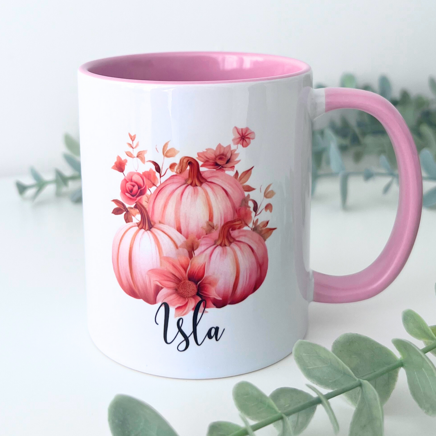 PERSONALISED PINK PUMPKIN MUG