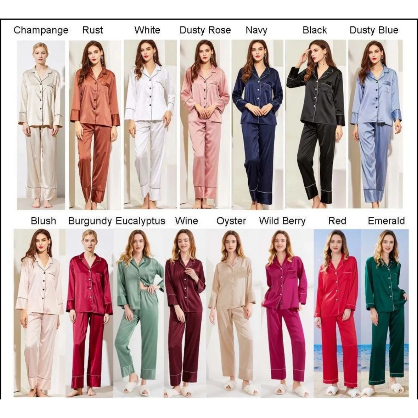 INITIAL LUXURY LONG SATIN PYJAMAS