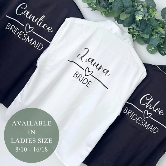BLACK LUXURY SATIN BRIDAL PYJAMAS - BACK PRINT