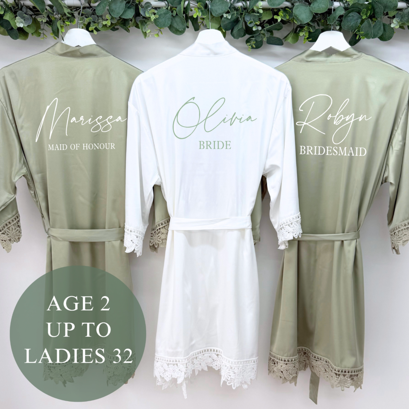 GREEN LUXURY SATIN BRIDAL ROBES